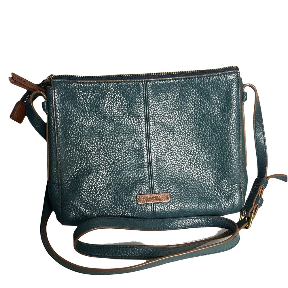 Fossil Teal Leather Crossbody Bag